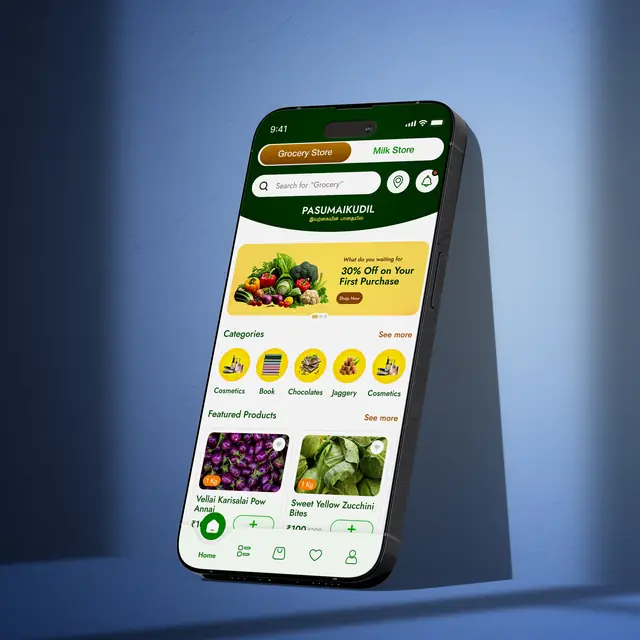 Pasumaikudil app shown on a phone