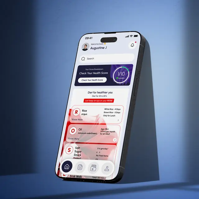 Health First app shown on a phone