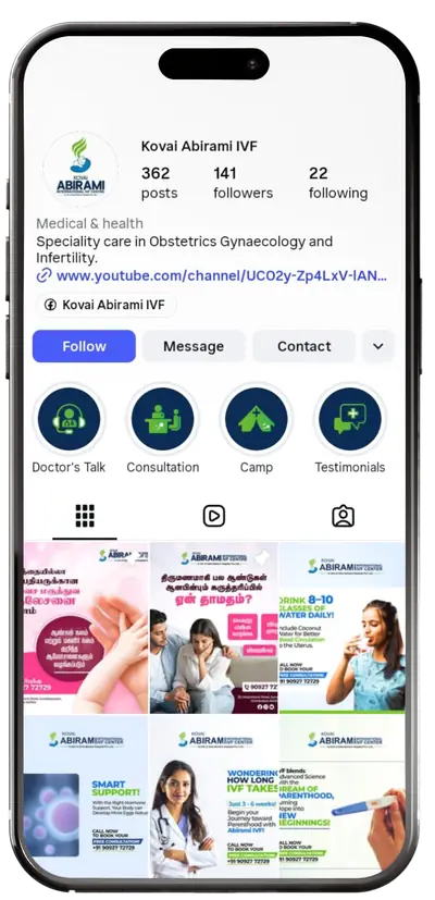Kovai Abirami IVF Instagram profile