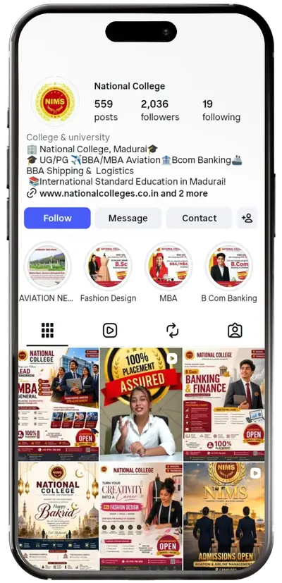 National College Instagram profile