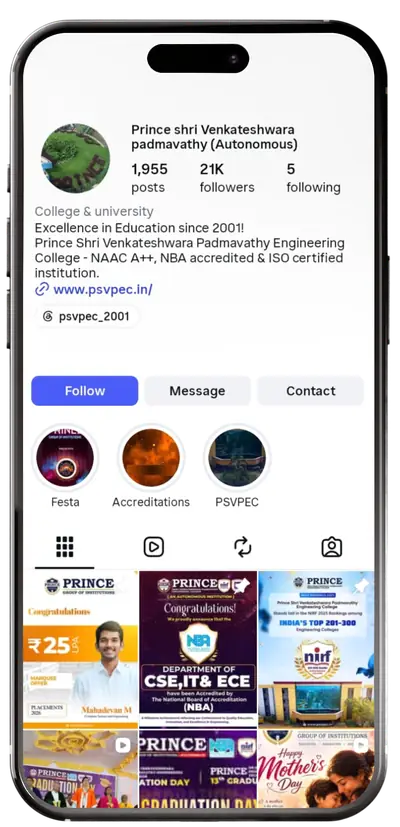 Prince Shri Venkateshwara Padmavathy (Autonomous) Instagram profile