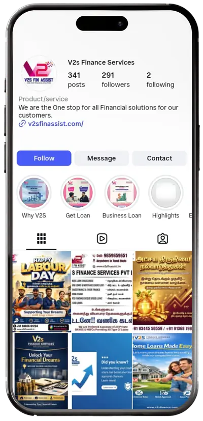 V2S Finance Services Instagram profile