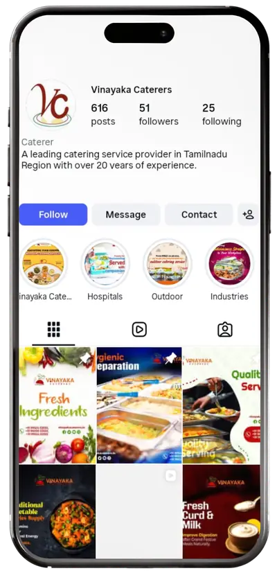 Vinayaka Caterers Instagram profile
