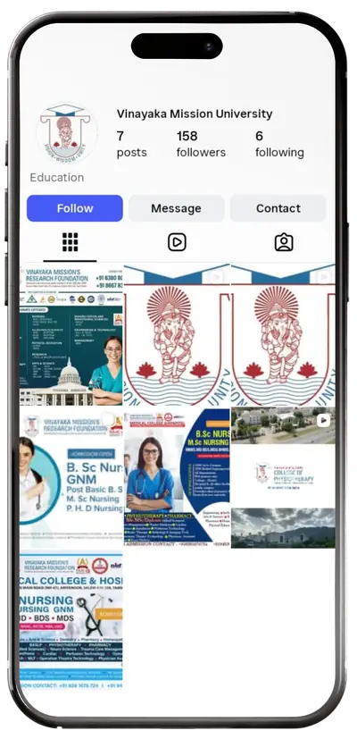 Vinayaka Mission University Instagram profile
