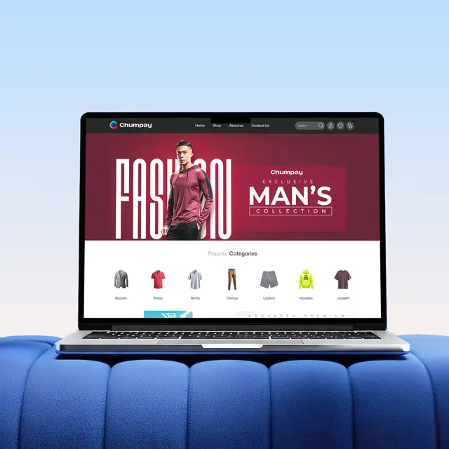 Chumpay website shown on a laptop