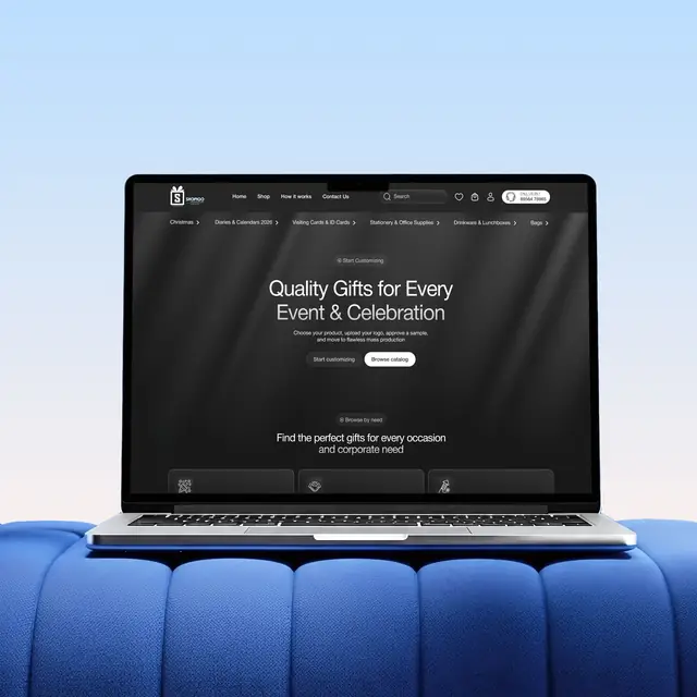 ShopiQO webapp shown on a laptop